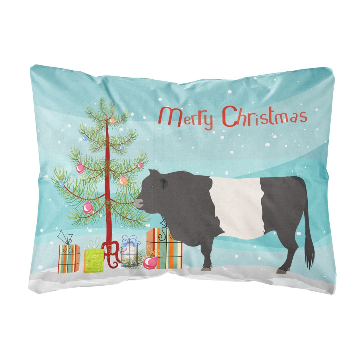 Caroline's Treasures BB9198PW1216 Belted Galloway Cow Christmas Outdoor Canvas Pillow